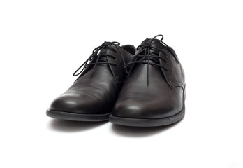 black men's shoes on a white background