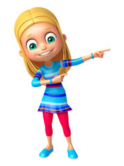 kid girl with Pointing Pose