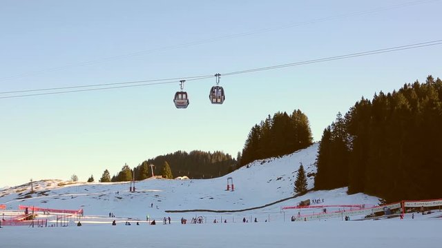 Ski lift working. Switzerland, Flums.