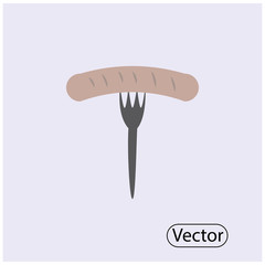 векторная иконка сосиска на вилке