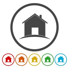 Home icon. House building sign. Real estate symbol.
