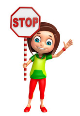 kid girl with Stop sign