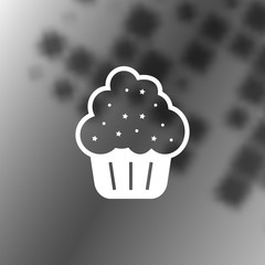 Flat paper cut style icon of cake