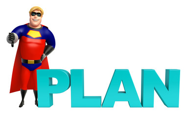 Superhero with Plan sign