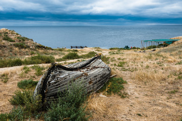 seascape, beautiful views of the rocky cliffs to the sea, Tarhankut, Crimea, Russia