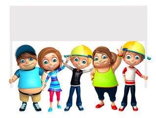 kid girl and kid boy with white board