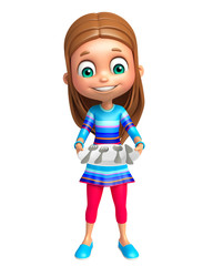 kid girl with Dinner plate