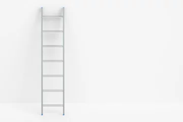 Deurstickers ladder and white wall, 3D rendering © alexlmx