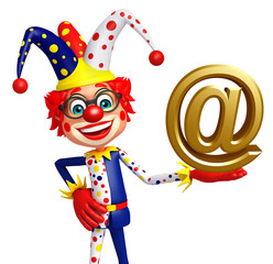 Naklejka premium Clown with At the rate sign