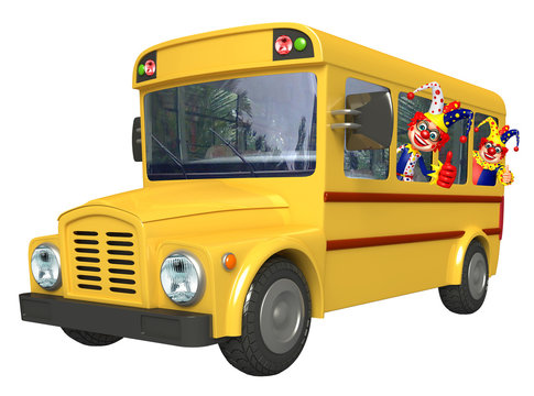 Clown with School bus