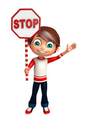 kid boy with stop sign