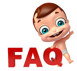 cute baby with FAQ Sign