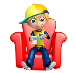 kid boy with Sitting on chair