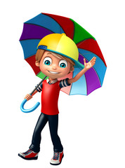 kid boy with umbrella