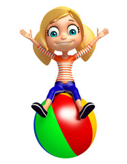kid girl with Big ball