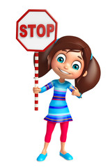 kid girl with Stop sign
