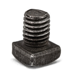 Fototapeta na wymiar Special hardened screw close-up, isolated on white background