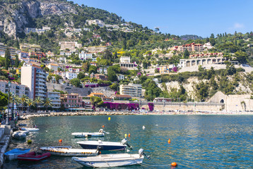 Summer coastline in Villefranche-sur-Mer, City of Nice, France