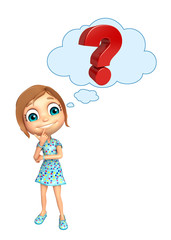 kid girl with Question mark sign