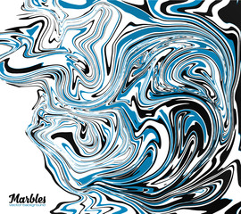 Black, blue and white marble style abstract vector background