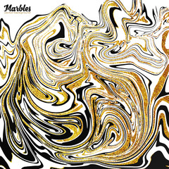 Black, white and golden marble style abstract vector background