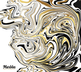 Black, white and golden glitter marble style abstract background