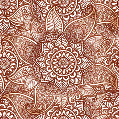 Indian mehndi henna tattoo style vector seamless pattern