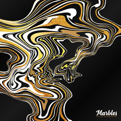 Black, white and gold marble style abstract background