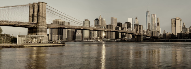 Brooklyn bridge and New York Skyline