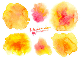 Rainbow colors watercolor paint stains backgrounds set