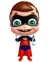 cute superbaby with Tooth brush and paste