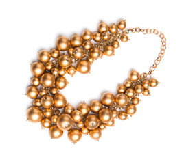 Fashion golden necklace isolated on white