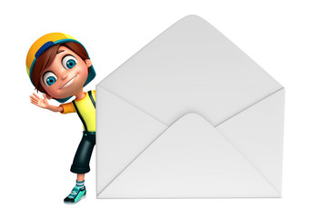 kid boy with mail