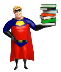 Superhero with Book stack