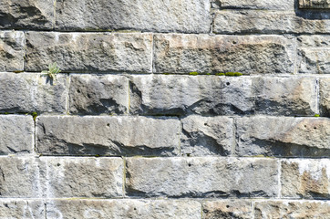 Wall of granite brick