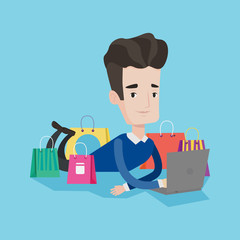 Man shopping online vector illustration.