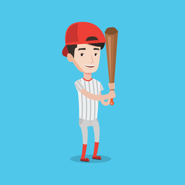 Baseball player with bat vector illustration.