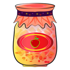 Bank with a sweet jam, flowers background