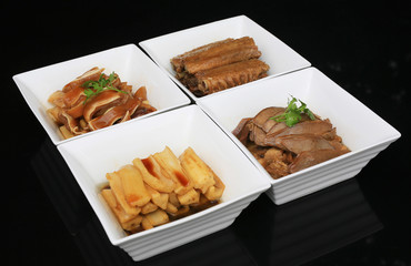 White bento of Pork meat and ribs in Japanese style