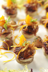 Appetizer exquisite French duck braised with tangerine