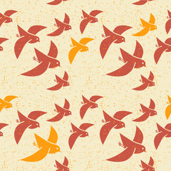 Fototapeta premium seamless vector pattern of stylized birds flying south for the winter