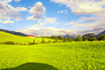 Perfect view from the car window at stunning landscape of Austria