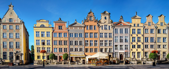 Historical houses in old town center of Gdansk, Poland