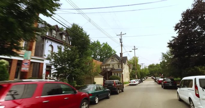 PITTSBURGH - Circa September, 2016 - Driving past homes on the streets of Pittsburgh's Shadyside neighborhood.  	