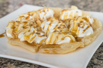 Sweet Roti with whipped crea.