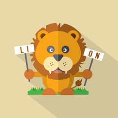 Modern Flat Design Lion Icon Vector Illustration