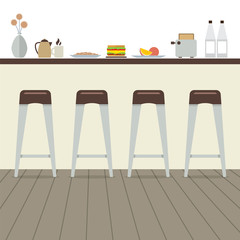 Modern Flat Design Kitchen Interior Vector Illustration
