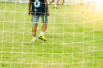 Nets Soccer  Goal net for Football or soccer with stadium background.