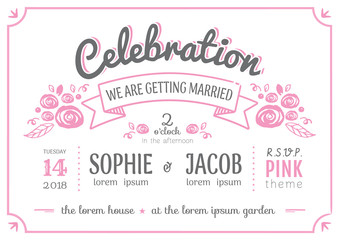 Wedding invitation vintage card.