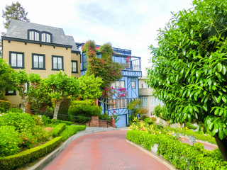 View of Lombard Street in California